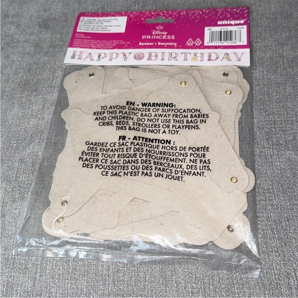Disney Princess Happy Birthday Banner - Pink and Gold